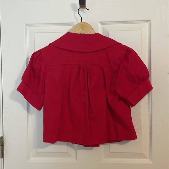 80s 90s Red Crop Short Sleeve Jacket, Small - Picture 4 of 6